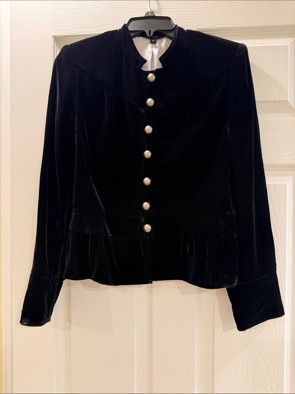 Women's Black Velvet Button-Front Jacket